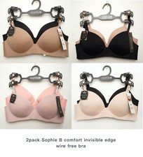 2 Pack Sophie B. Comfort Invinsible Edge Bra Wire free size US34A-36C AU12A-14C