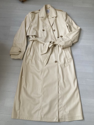 Zara cream leatherette trench - leatherette,