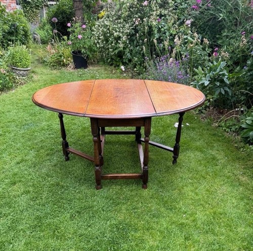 Antique solid oak drop leaf - , 4