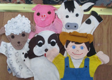 Old McDonald had a farm felt hand puppets x 5 - class or home/story/song sacks