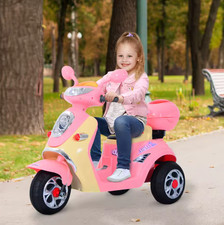 HOMCOM Electric Ride on Toy Car Kids Motorbike Battery Girls Pink 6V Bike