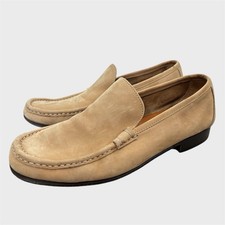 Salvatore Ferragamo Sand Suede Leather Shoes Loafers Slip On 7 Made In Italy
