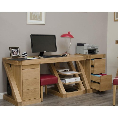 Solid oak large desk - oak, filing