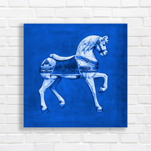 Vintage carousel horse blue - horse,