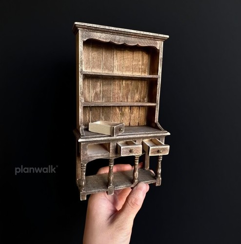 Vintage cabinet bookcase - bookcase, 1:12