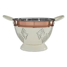 Prescott Cream Copper Medium Drainer Strainer Fruits Pasta Round Bowl Colander