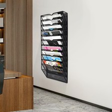 12 Tiers Wall Pocket File Holder Mail Organiser Documents Magazines Storage Rack