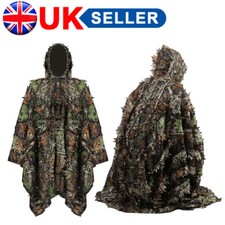 Adult Tactical 3D Gillie Suit Leaves Camouflage Cape Hunting Cloak Outdoor Game