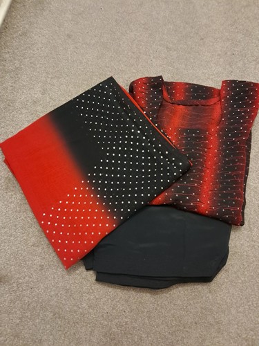 Punjabi suit red black - suit, red+black