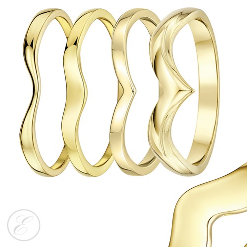 9ct yellow gold ring - 9ct, curved