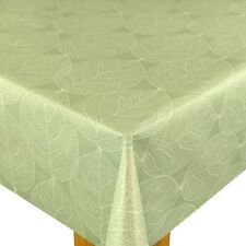 Sage Green Skeleton Leaf PVC Vinyl Wipe Clean Oilcloth Tablecloth
