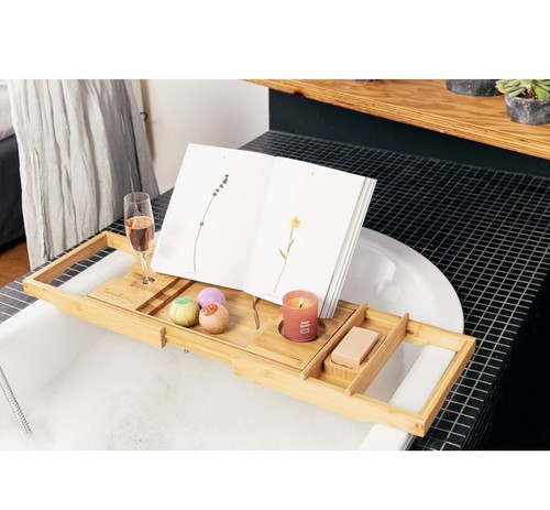 Bamboo wooden bath caddy - bath, tray