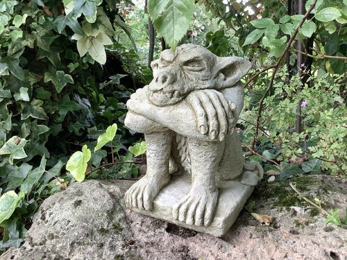 Stone garden grumpy gargoyle - stone,