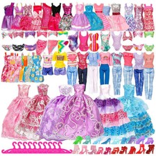 50Pcs Barbie Doll Clothes Bundle Dresses Shoes Set Lot Accessories Girl Toy-Gift