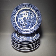 9x Vintage Old Willow Blue &