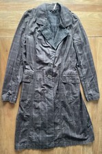 Free People Duster Jacket Size 4 Gray Windowpane Plaid Twill/Lace Trench Coat