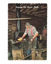Forging the Bowie knife, Gene Godfrey Master Smith Vintage postcard Unposted