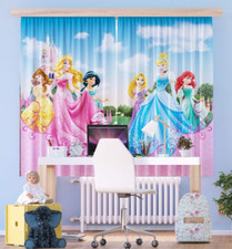 Disney Princess curtains girl bedroom 180x160cm Pair of ready made blue pink