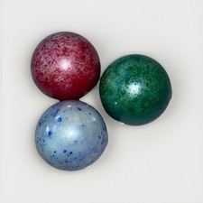 3 Giant Speckled Marbles Red, Green, Blue
