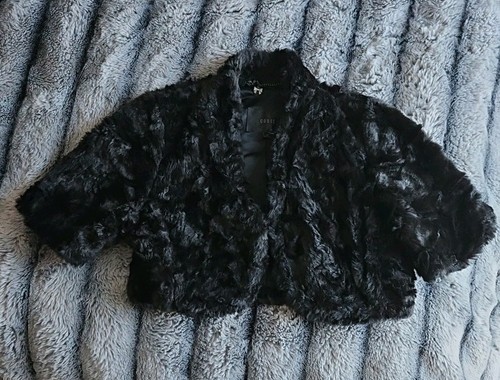 Coast black faux fur shrug - coast,