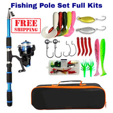 Telescopic Fishing Rod Kit Full Travel Set Reel Hooks Baits Outdoor Fish Gift