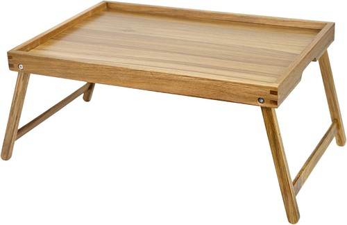 Acacia wood bed - wood, tray