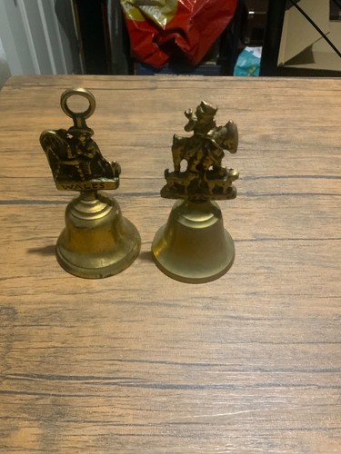 Vintage two brass hand bells - vintage,