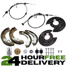 FITS DISCOVERY 3 & 4 REAR HAND BRAKE EPB OVERHAUL KIT CABLES SHOES SHIELDS