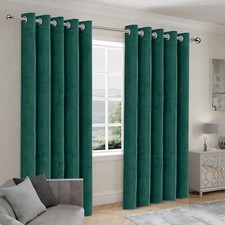 Heavy Blackout Velvet Curtains Pair Fully Lined Eyelet Ring Top Ready Made Panel