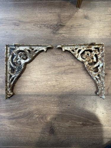 Pair antique cast iron shelf - pair,