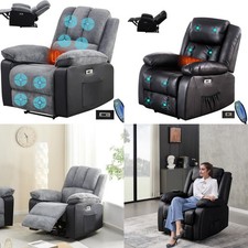 Electric Recliner Armchair 8 Point Heated Vibration Massage Sofa Arm Chair