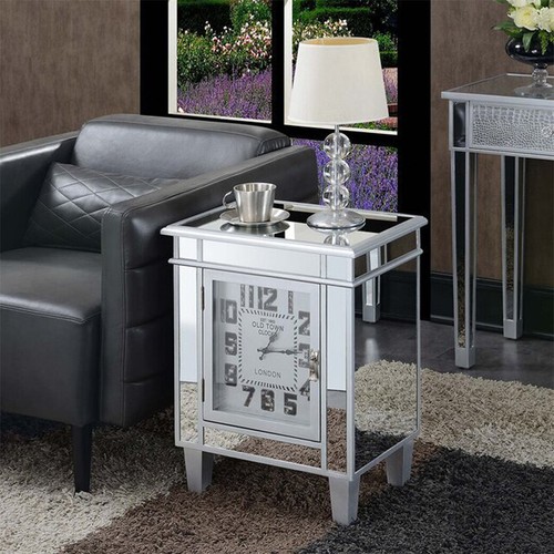 Silver mirrored glass bedside - glass,