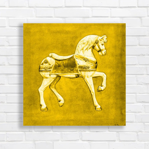 Vintage carousel horse yellow - vintage,