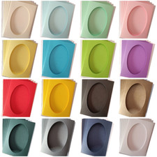 Oval Aperture Tri Fold Card Blanks A6 6x4" 19 Colours 3 Mix 5 Pack Cross Stitch