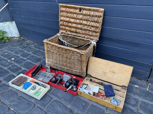 Vintage wicker fishing reels - fishing,