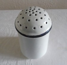White Enamel Ware Sifter/Flour Shaker ~ Vintage Kitchenalia