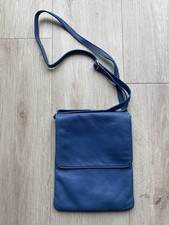 Women's Ladies Vera Pelle Italy Real Soft Leather Crossbody Shoulder Bag Blue