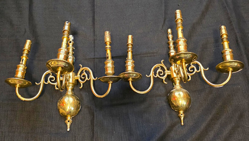 Pair vintage flemish brass - pair, 3