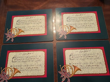 PIMPERNEL CORK PLACEMATS "THE FESTIVE SCROLL" FRENCH HORN  JINGLE BELLS
