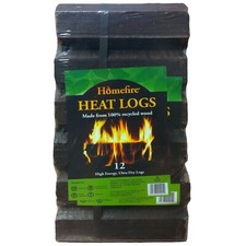 12 Pack of Homefire High Energy Ultra Dry Heat Logs Eco Wood Open Fire Log Fuel