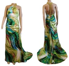 Flirt Maggie Sottero Size 8 Long Formal Dress Tropical Green Print