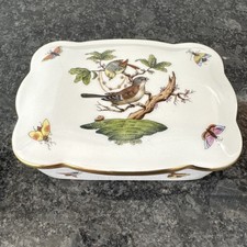 Herend Hungary Rothschild Bird , Large Lidded Rectangle Box Unused !