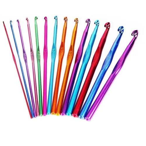 Aluminium crochet hooks - set, 14