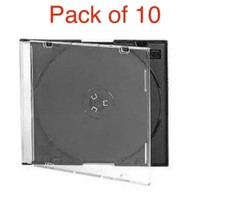 10 x  Clear Plastic with  Black Tray Single DVD or CD Slim Jewel 5.2mm Cases