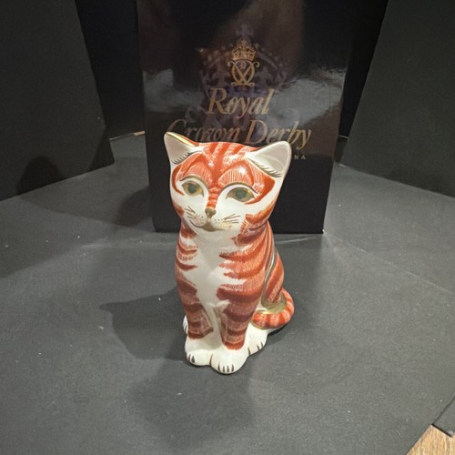 Royal crown derby ginger cat - crown,