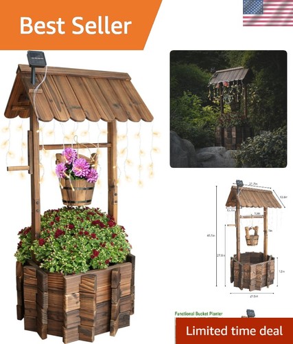 Hexagonal wooden wishing well - wooden,