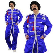 BLUE SERGEANT PEPPER MENS COSTUME 1960S ENGLISH BOY ROCK BAND OUTFIT FANCY DRESS