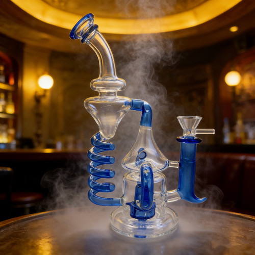 Blue glass bong recycler - 8.6",