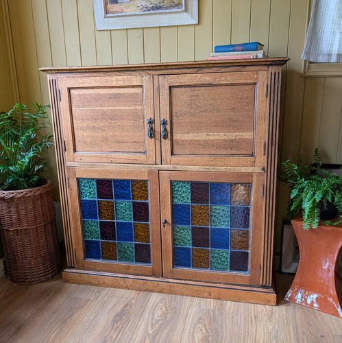 Antique oak cupboard with - antique,