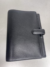 Filofax Personal Finsbury Black Pebbled Leather Planner Organizer Classic Mini